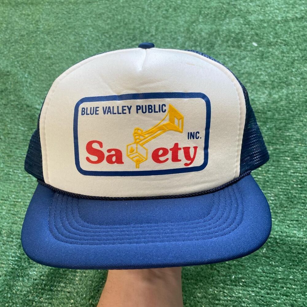 Vintage 90’s Blue and White Safety Inc Trucker Hat